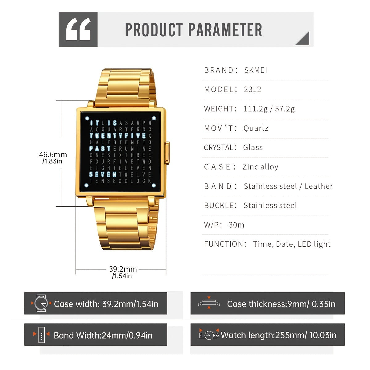 SKMEI Unique luminous Timepiece