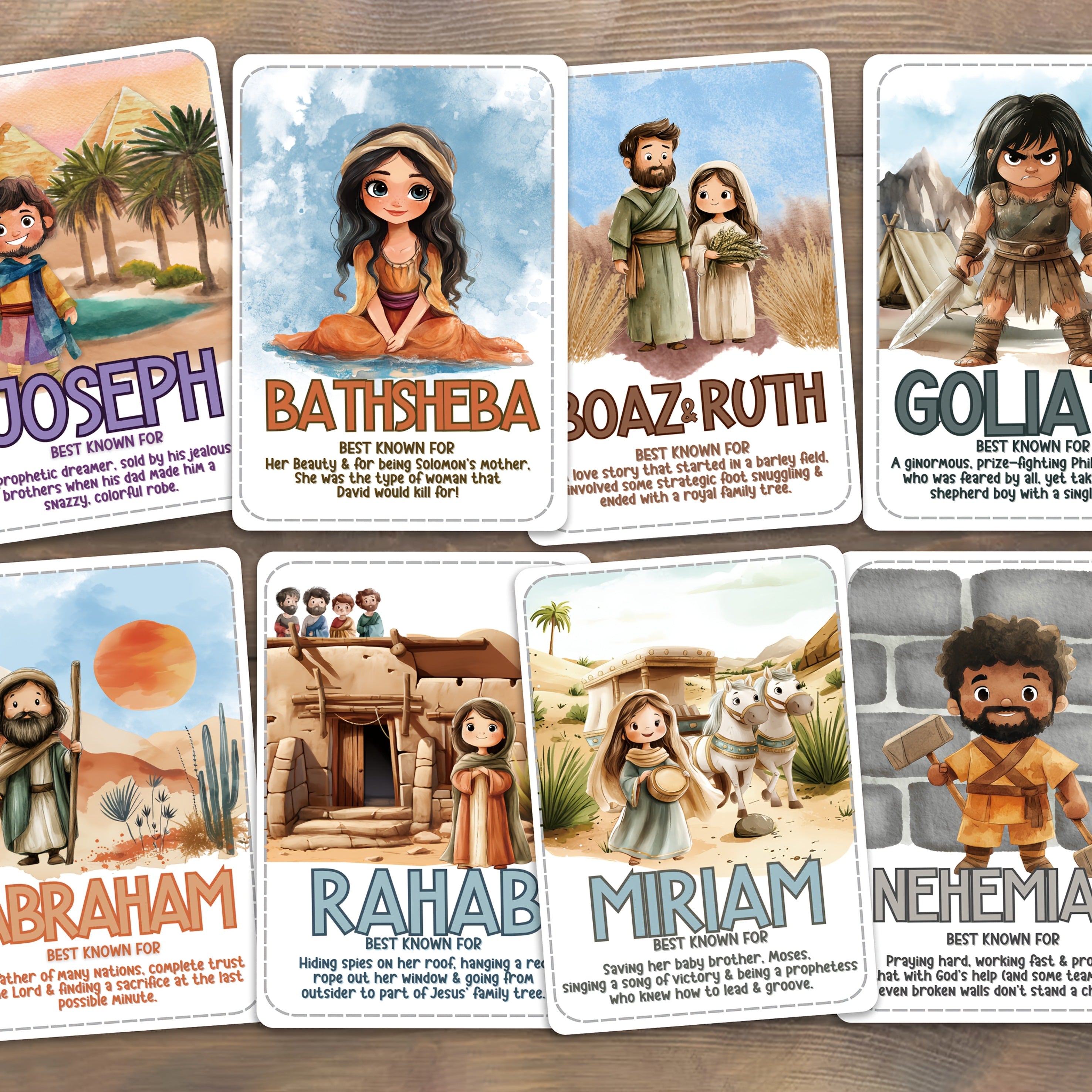 38pcs Bible Character Educational Cards for kids