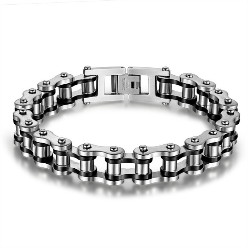 Two Tone Biker Chain Bracelet