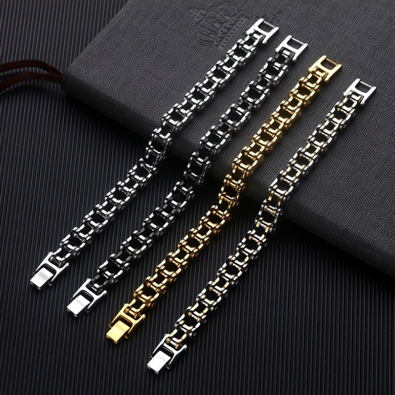 Two Tone Biker Chain Bracelet