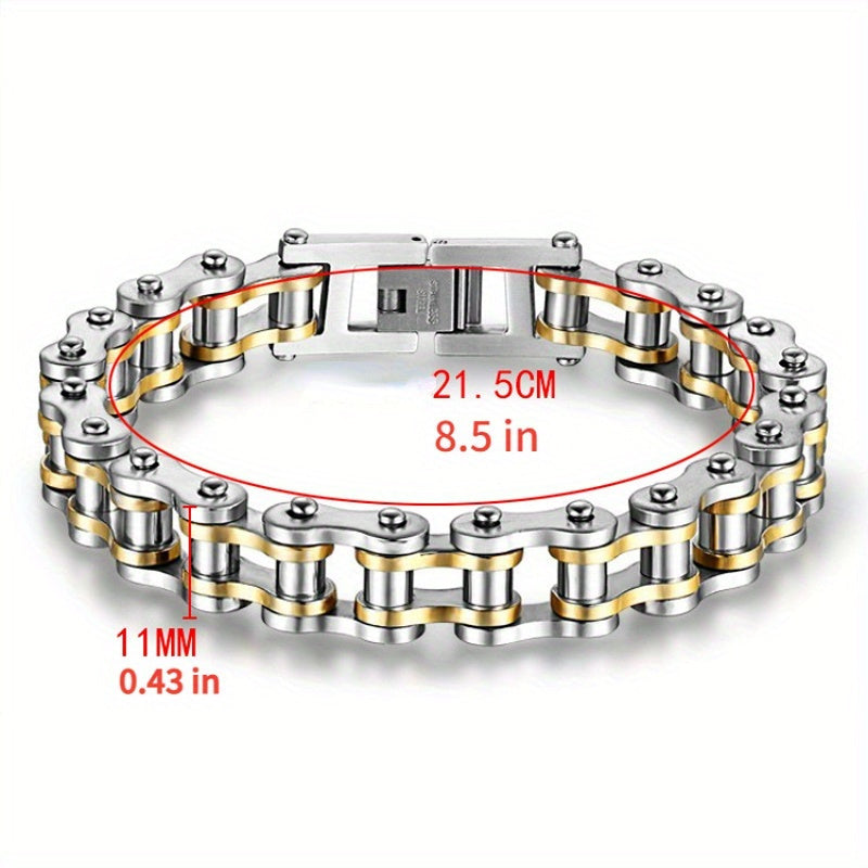 Two Tone Biker Chain Bracelet