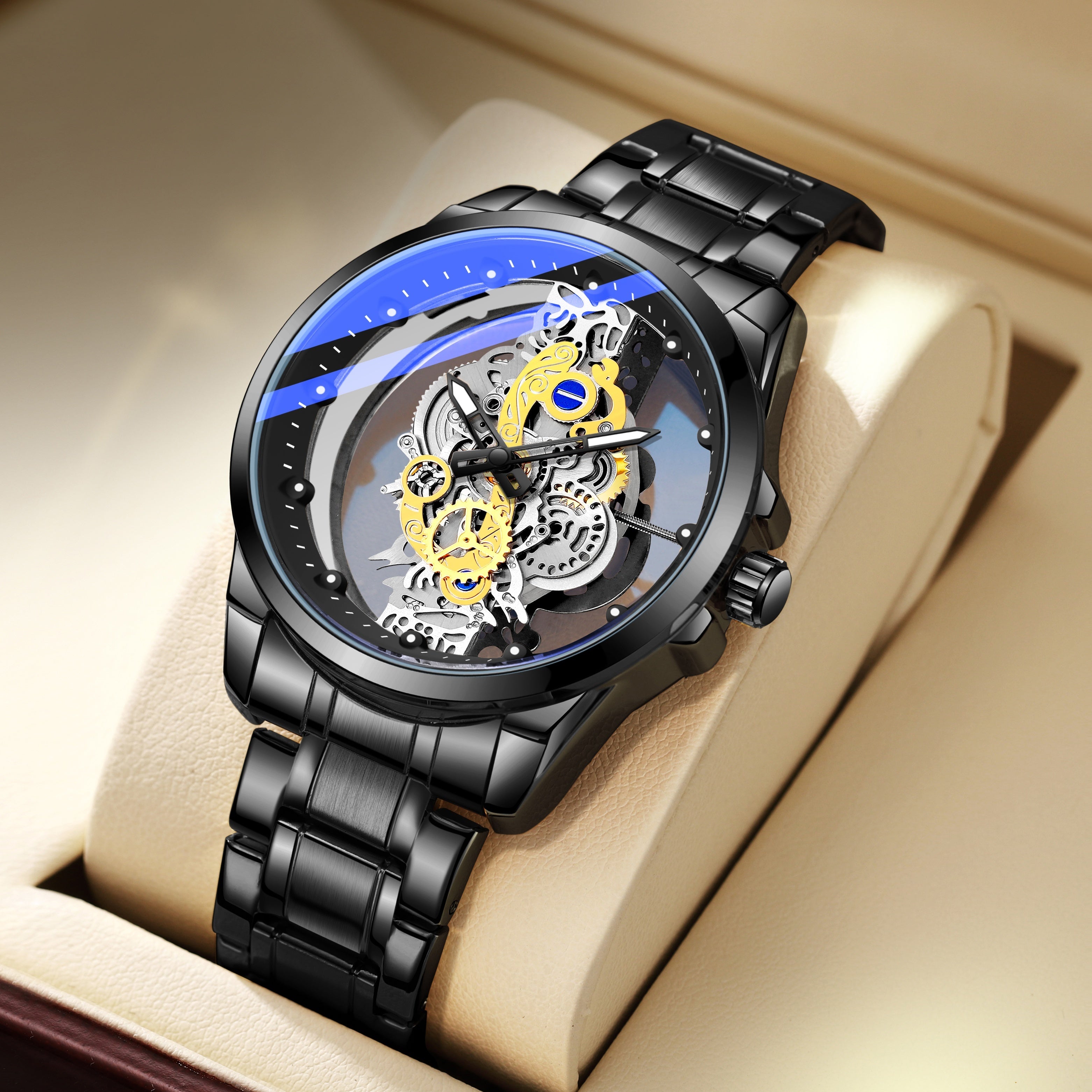 The TPW Luminous Hollow-Out Stainless Steel Quartz Watch