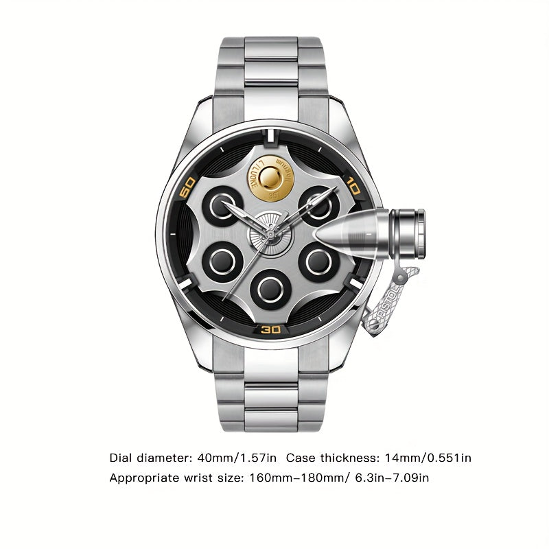 Fully Automatic analog Quartz Rotating revolver Watch