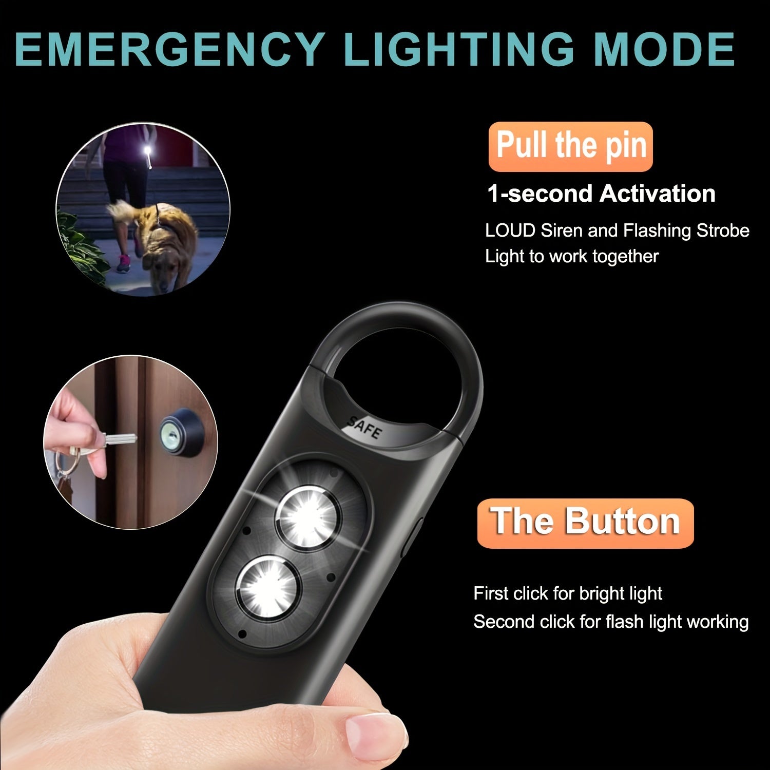 Rechargeable safety Keychain Alarm for Women