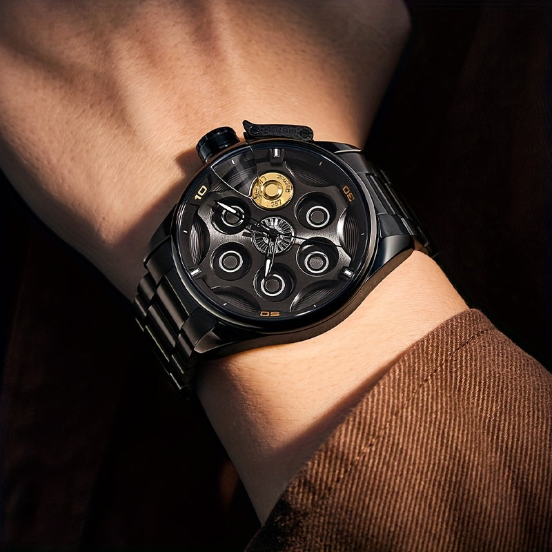 Fully Automatic analog Quartz Rotating revolver Watch