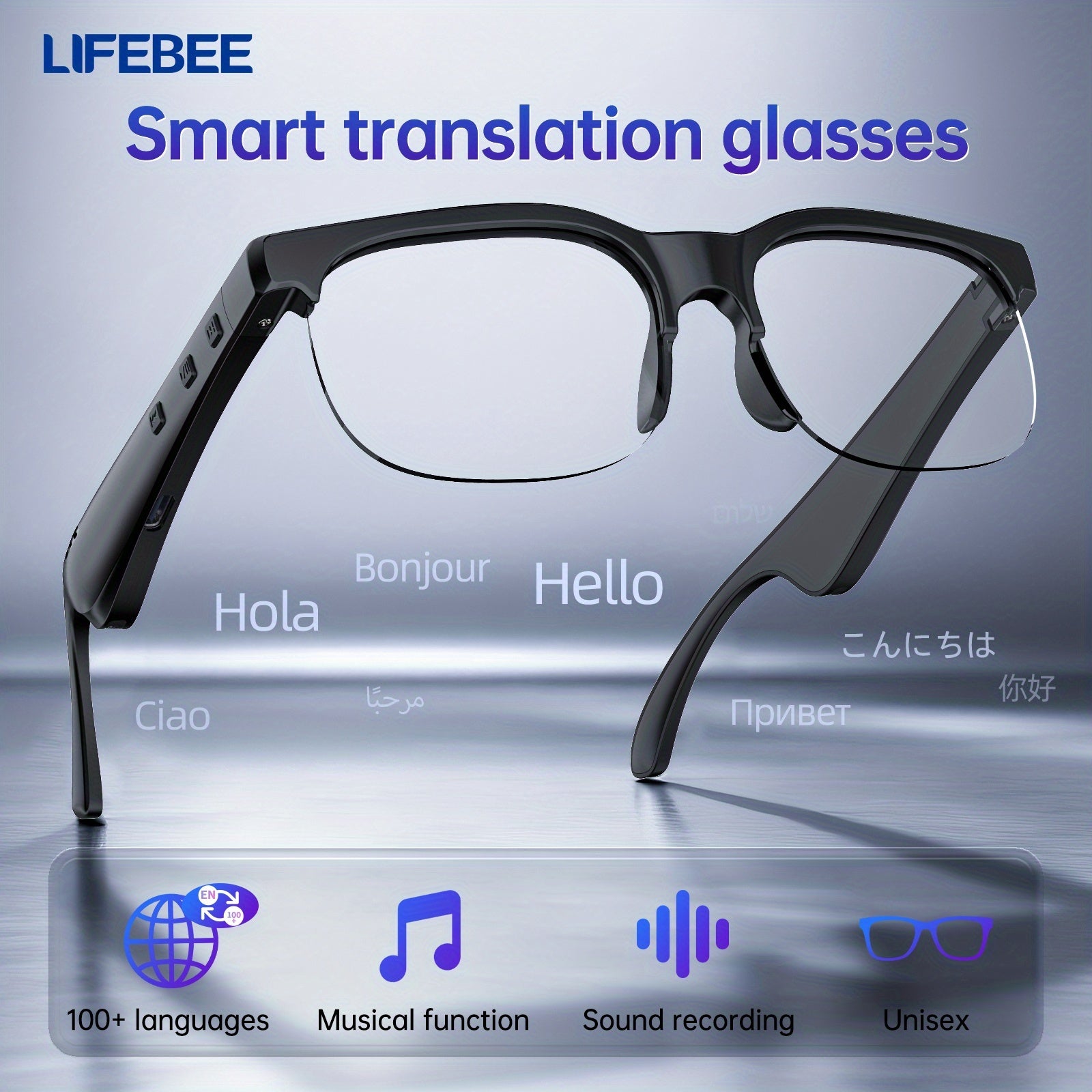LIFEBEE Smart Glasses 144 Languages AI Glasses