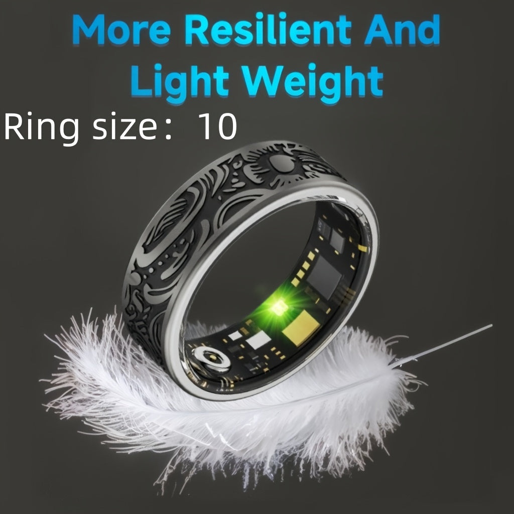 Engraved dark smart ring