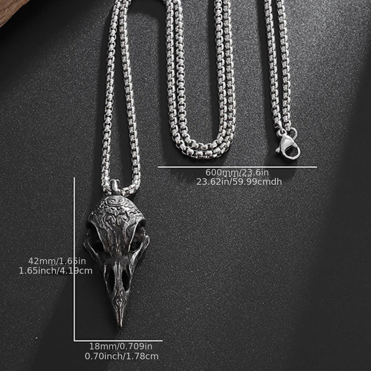 raven Skull Bone Necklace