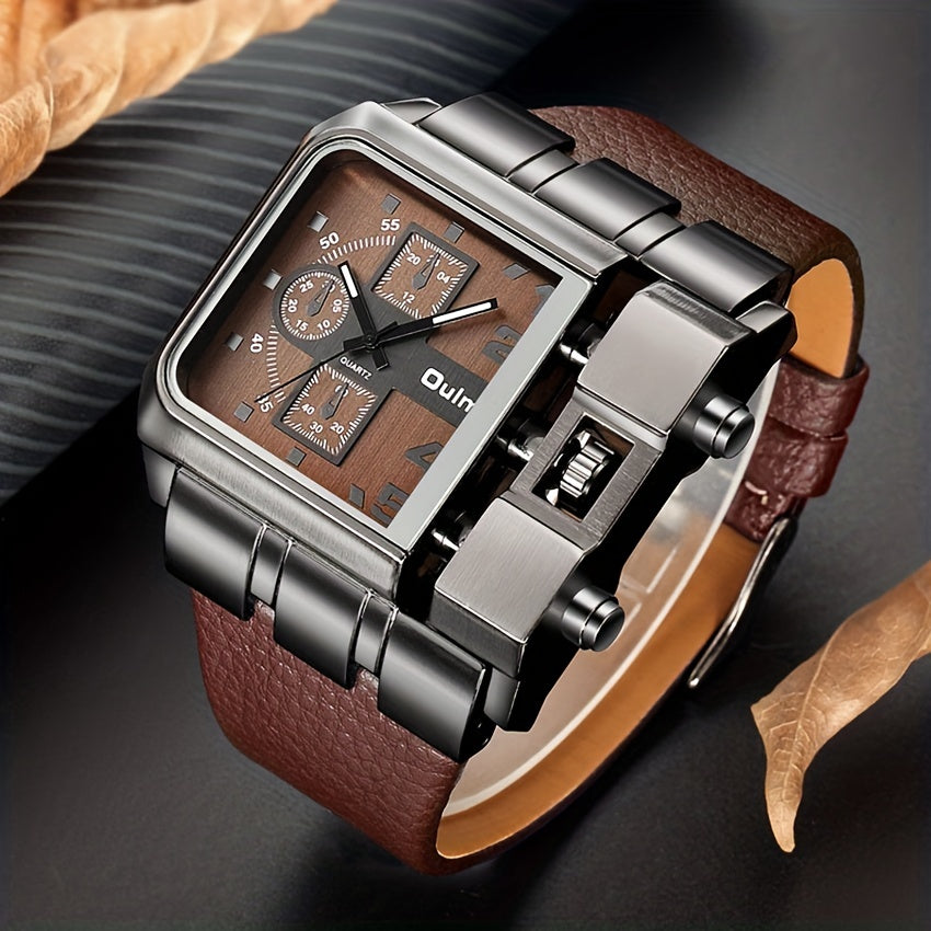 OULM Large Square Chronograph Analog Watch