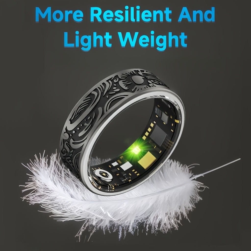 Engraved dark smart ring