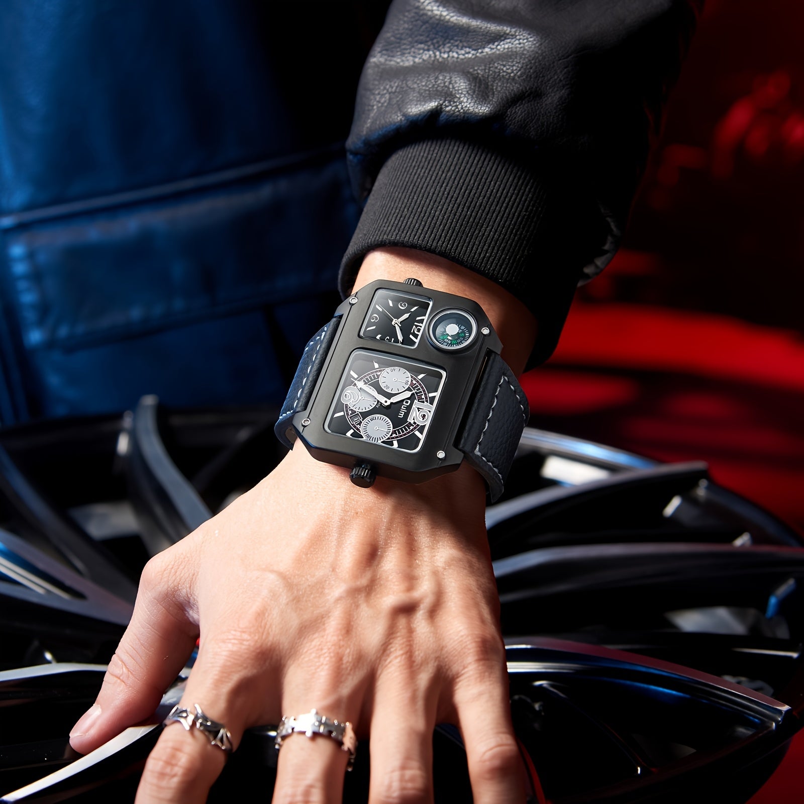 Oulm  Dual Time Zone Sports Watch