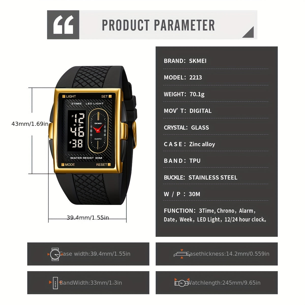 SKMEI Digital Display Tape Electronic Watch