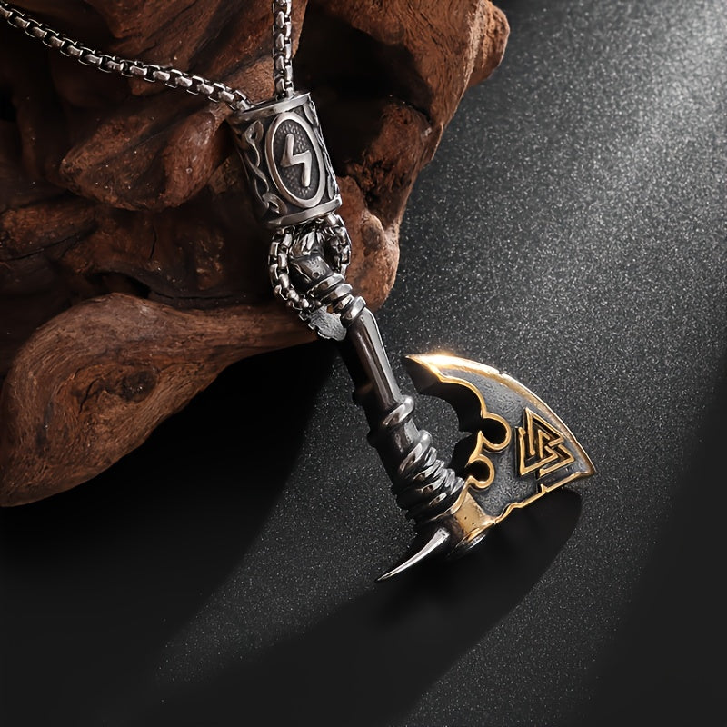 Nordic Runes Viking Axe Necklace