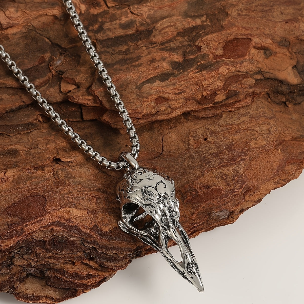raven Skull Bone Necklace