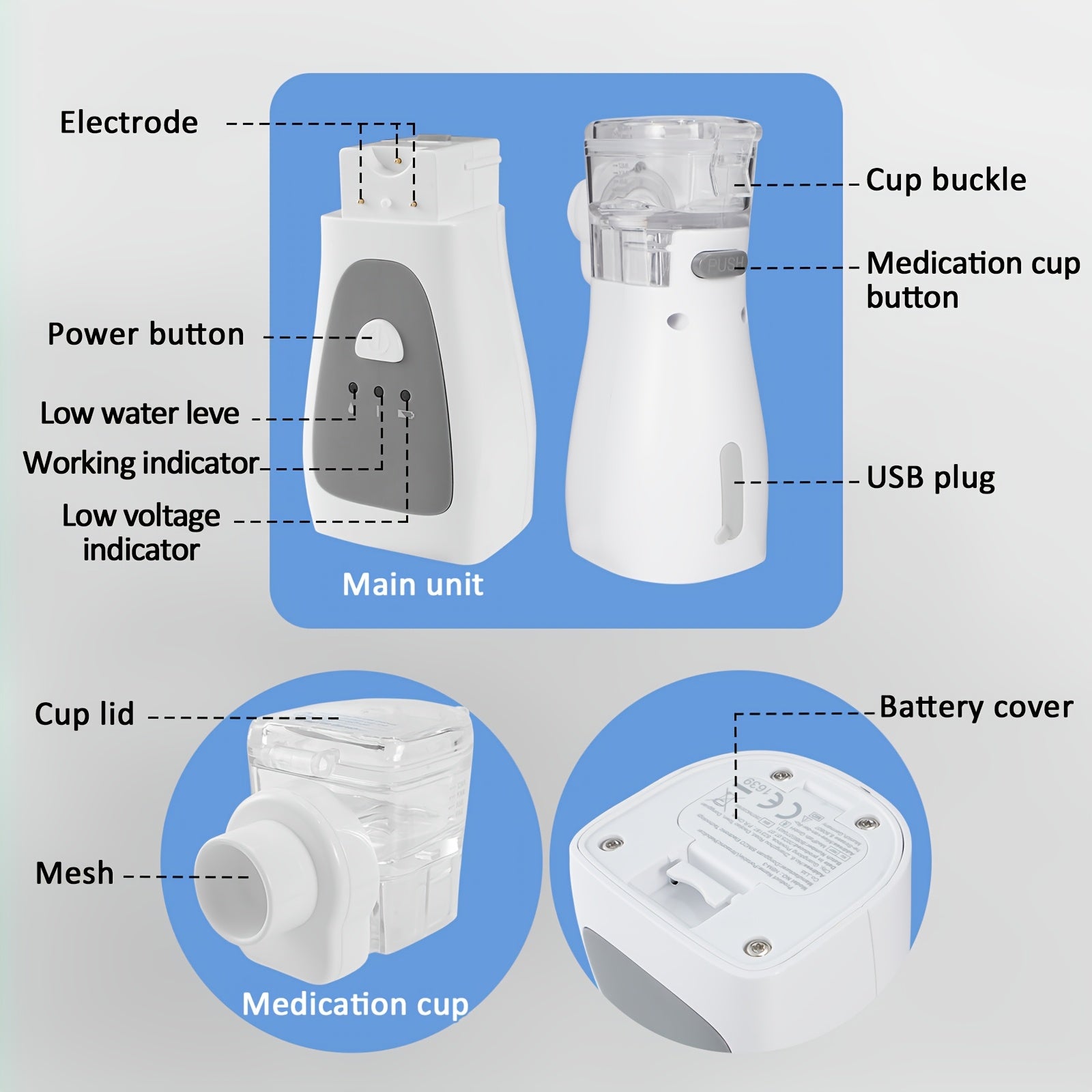 Handheld rechargeable Nebulizer with Accessories