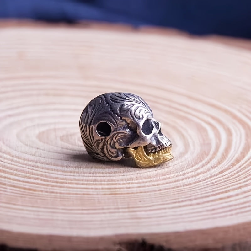 Vintage Double-Handed Skull Bead Pendant