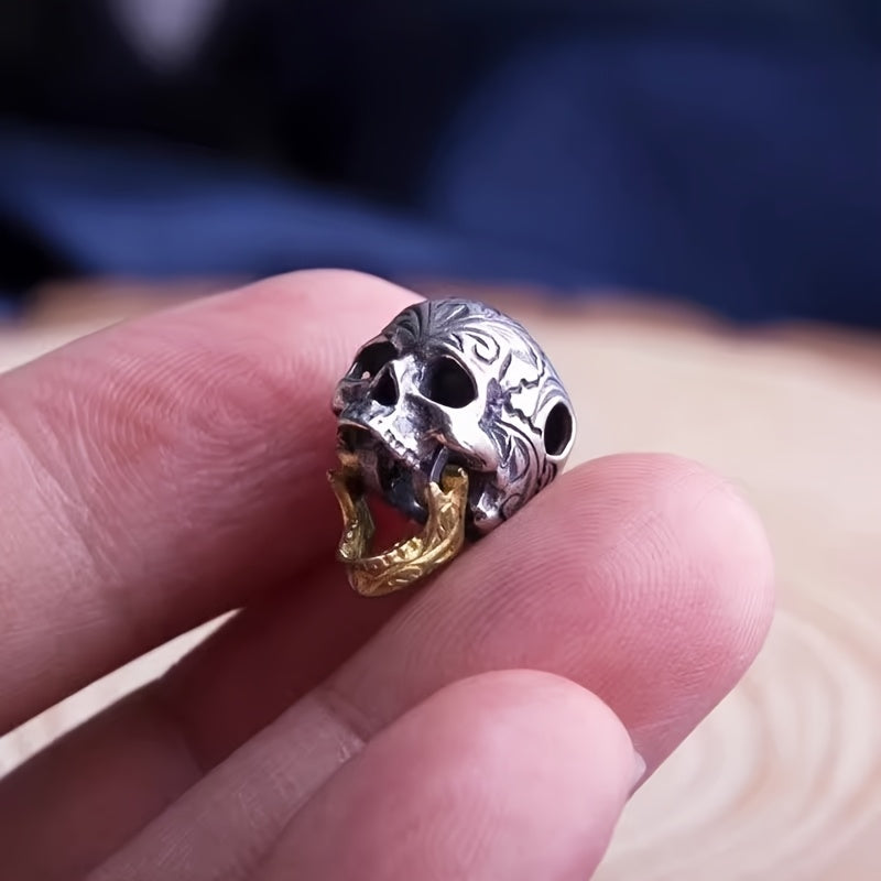 Vintage Double-Handed Skull Bead Pendant