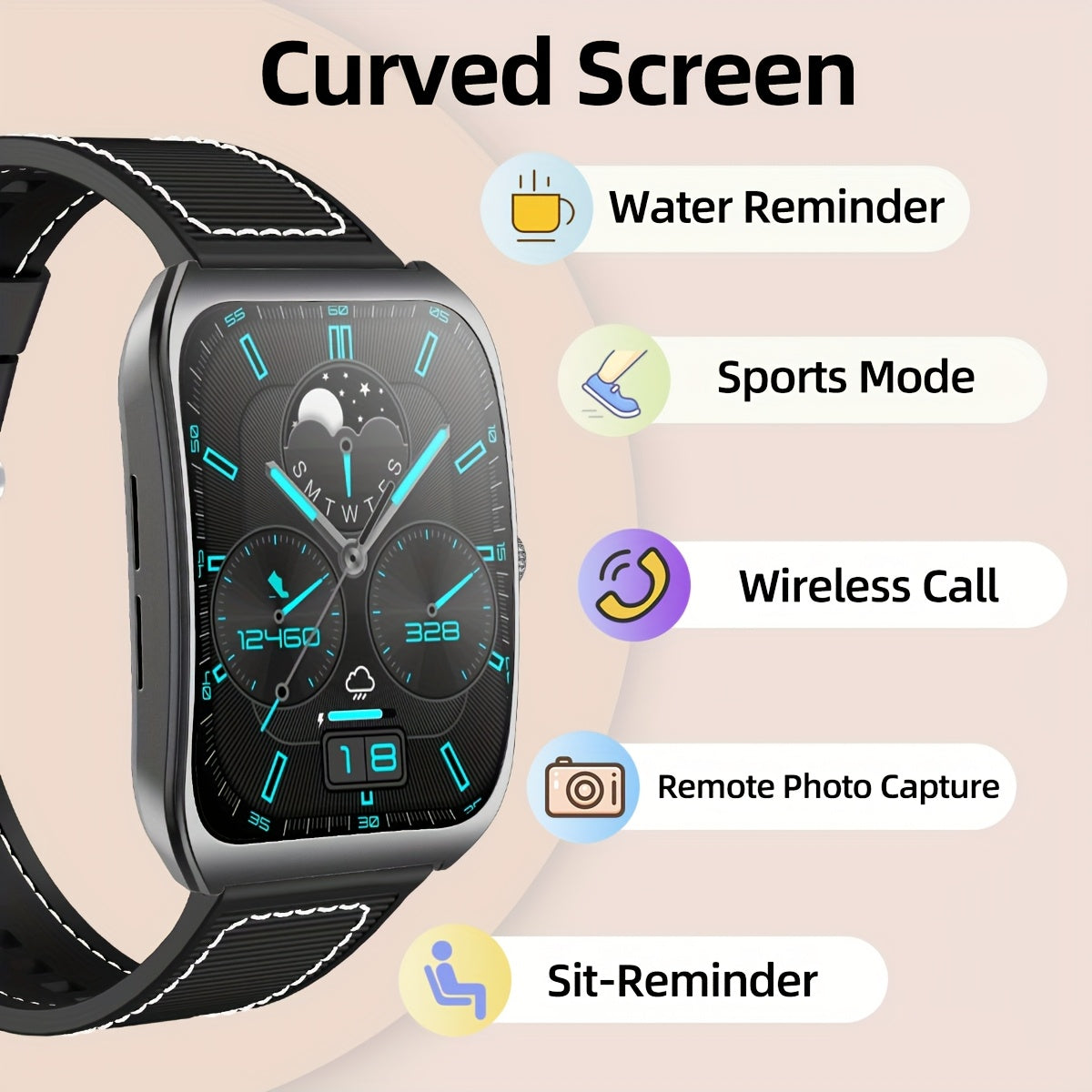 Smart Watch with a Curved Screen for comfort