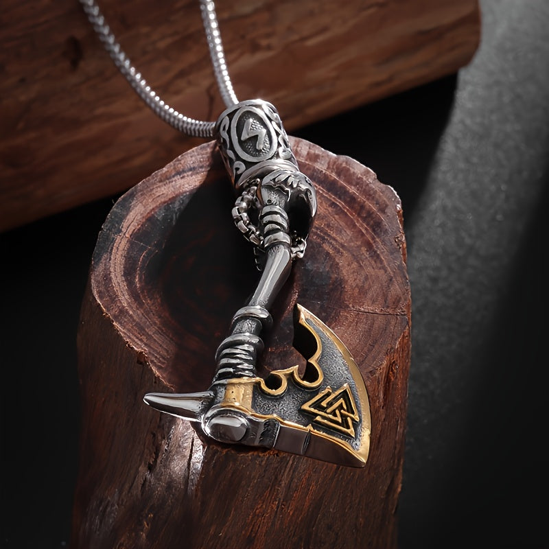 Nordic Runes Viking Axe Necklace