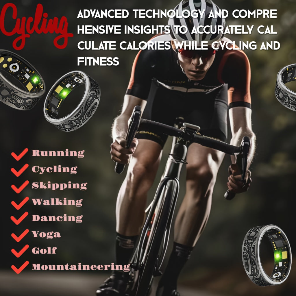 Engraved dark smart ring