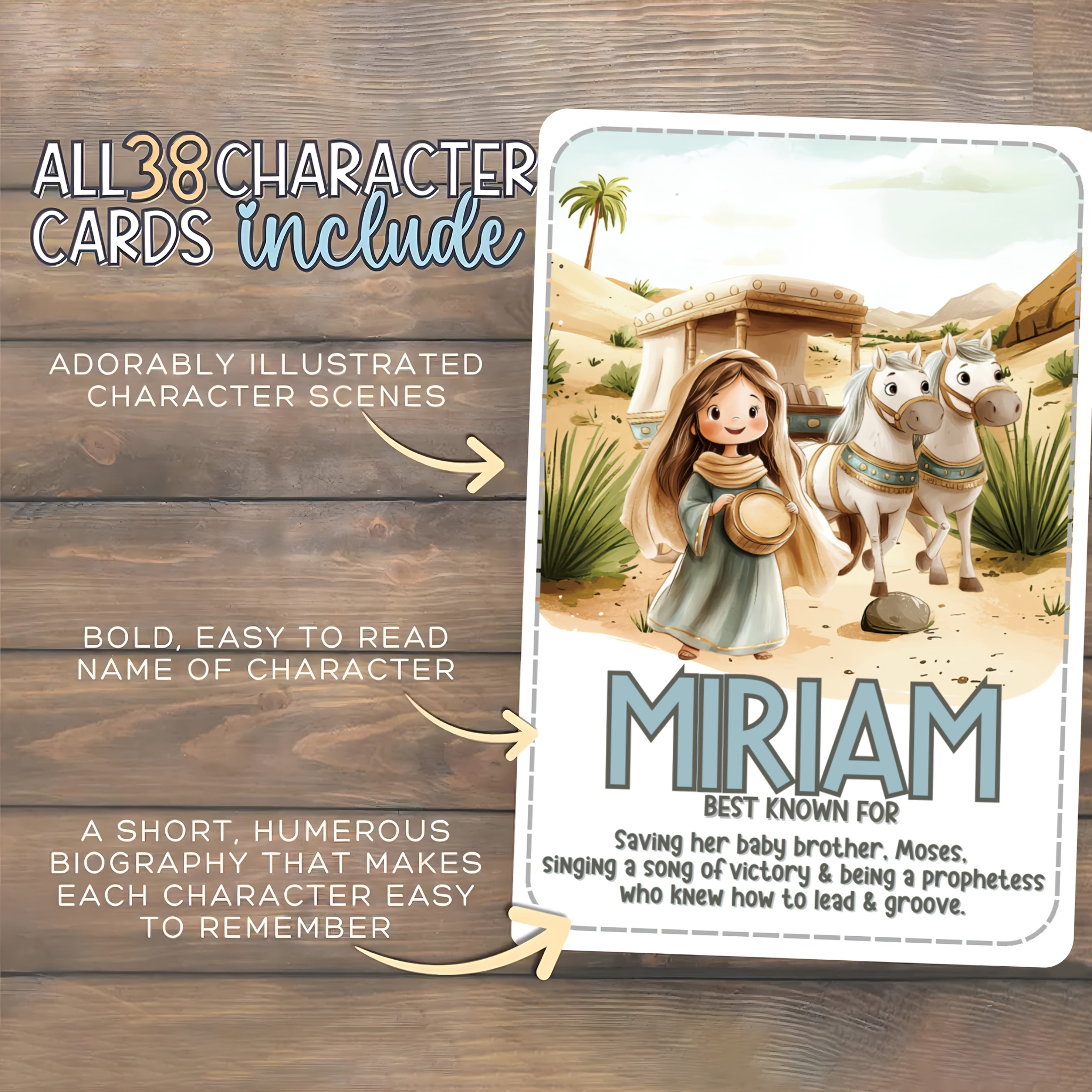 38pcs Bible Character Educational Cards for kids