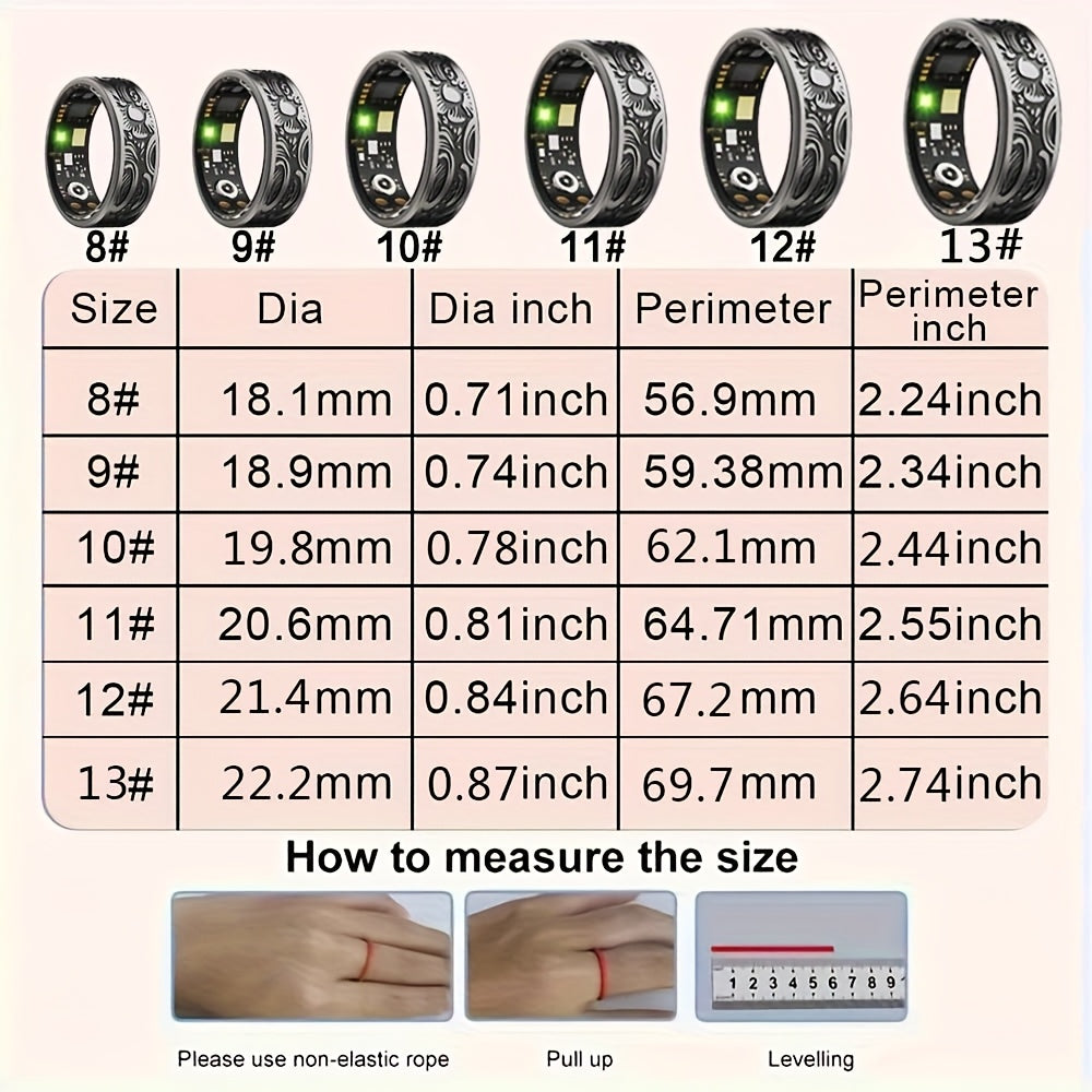 Engraved dark smart ring