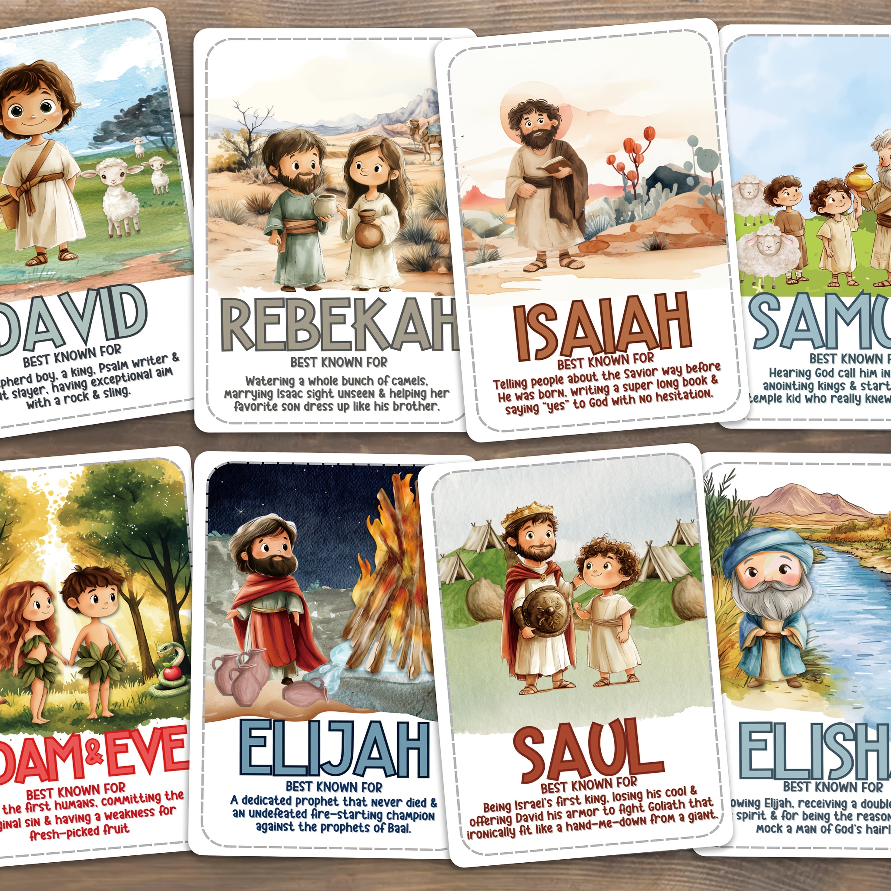 38pcs Bible Character Educational Cards for kids