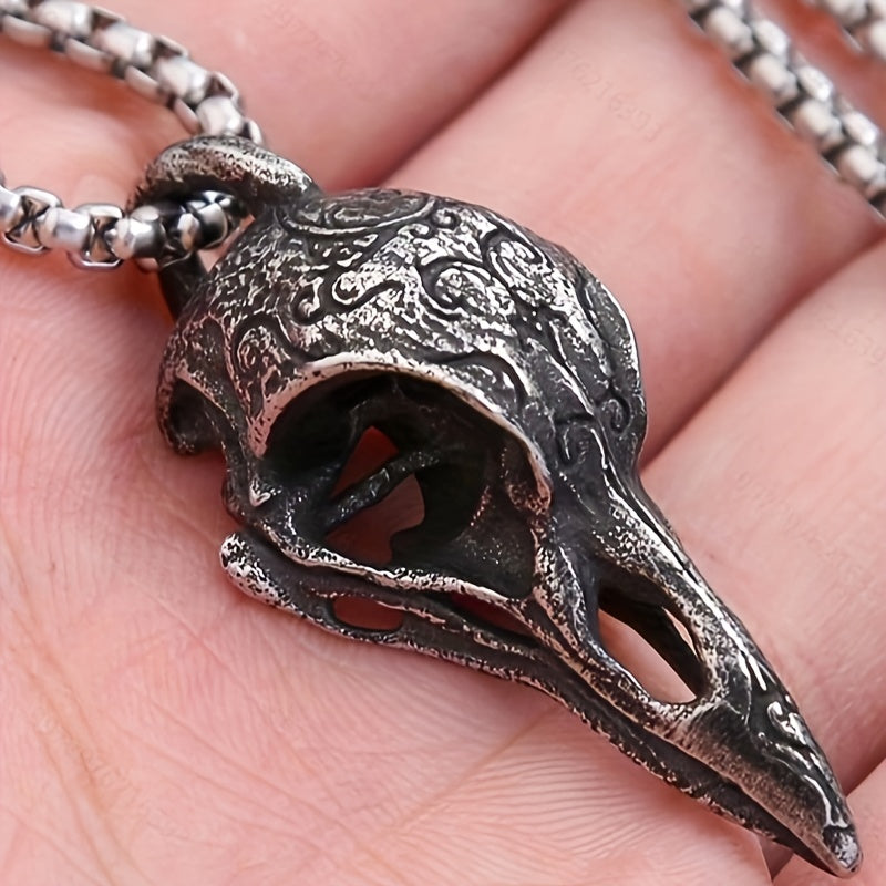 raven Skull Bone Necklace