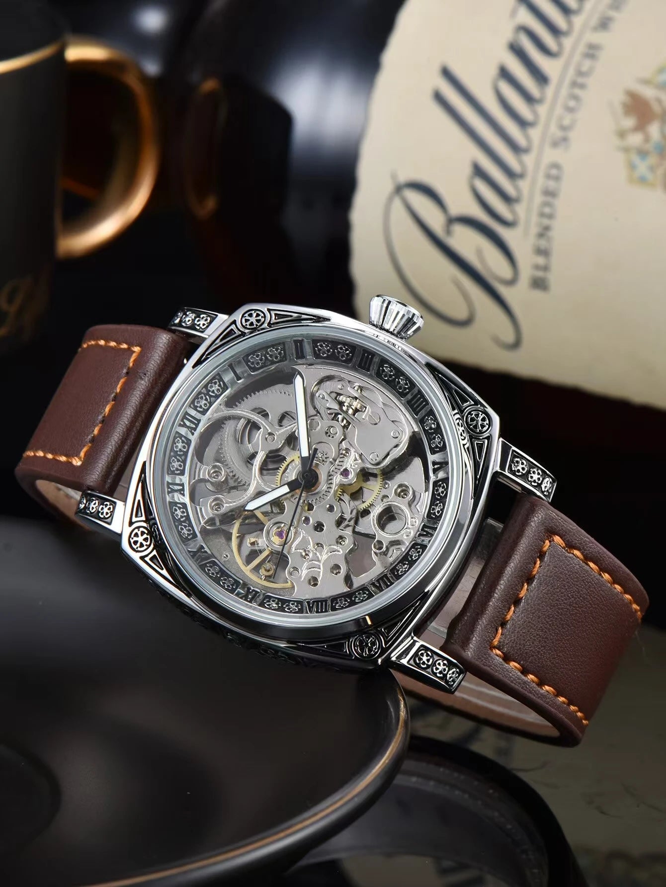 automatic retro mechanical skeleton watches