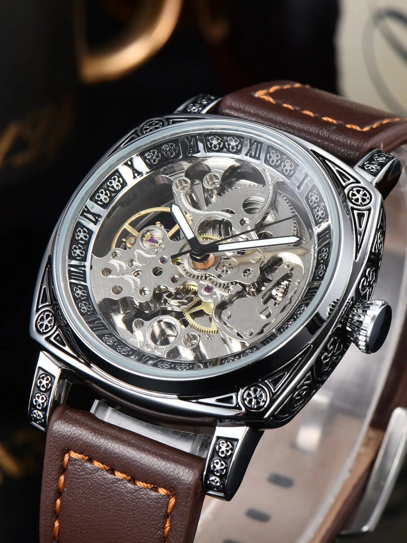 automatic retro mechanical skeleton watches