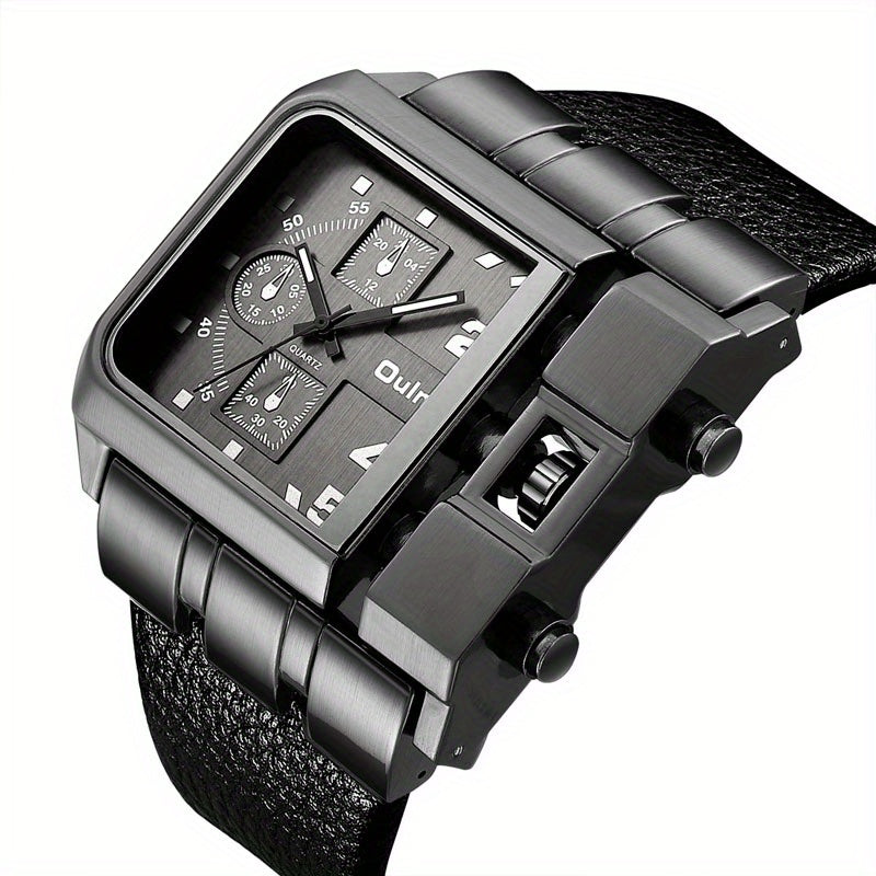 OULM Large Square Chronograph Analog Watch