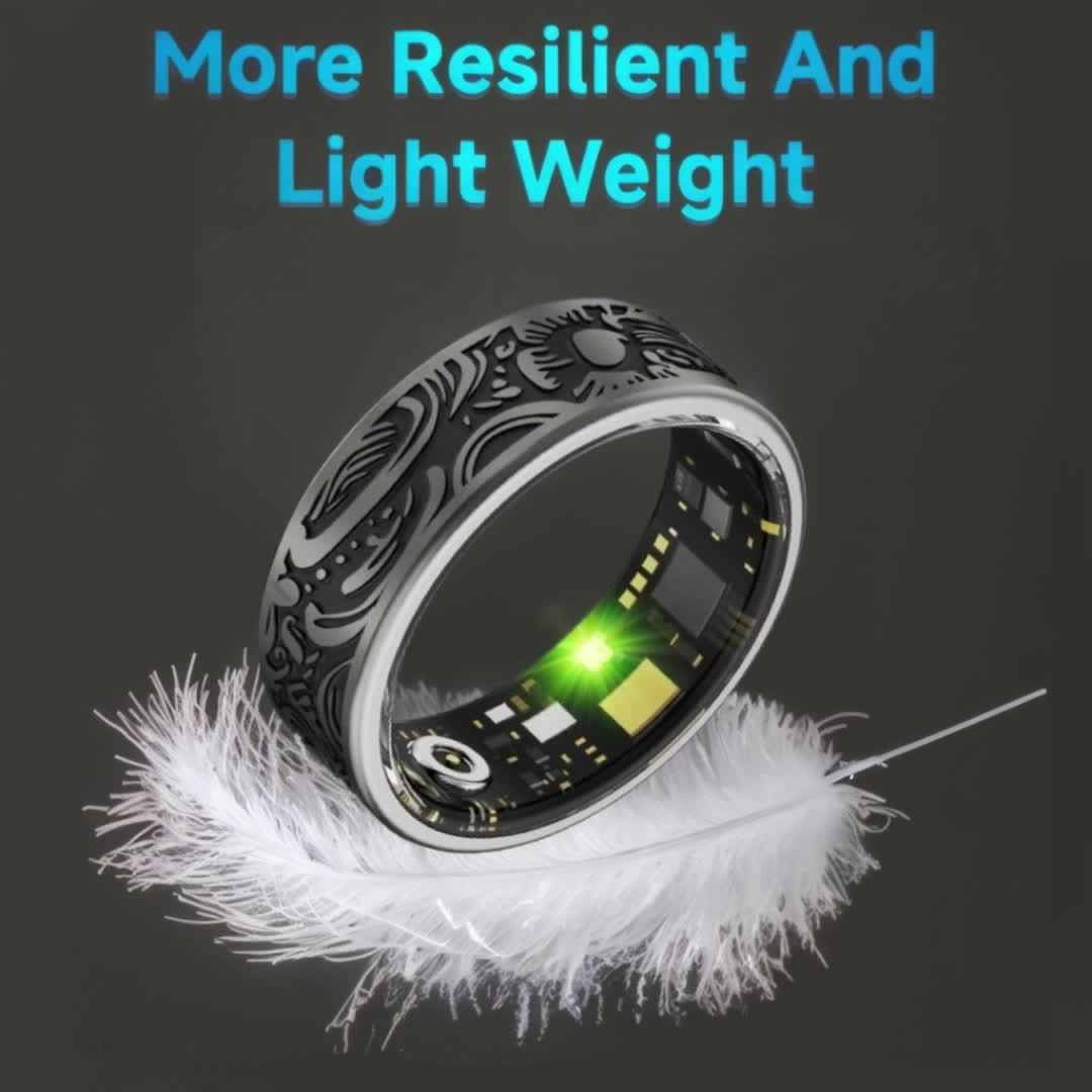 Engraved dark smart ring