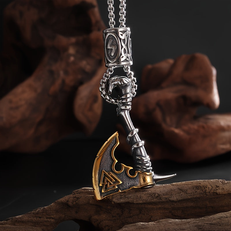 Nordic Runes Viking Axe Necklace