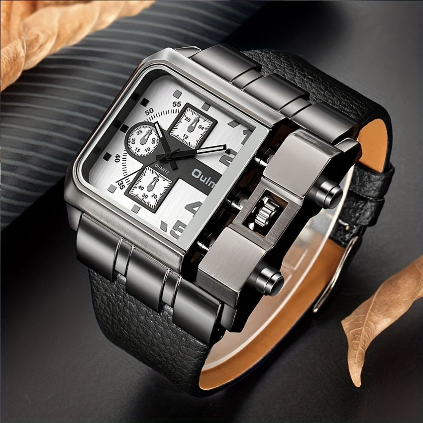 OULM Large Square Chronograph Analog Watch