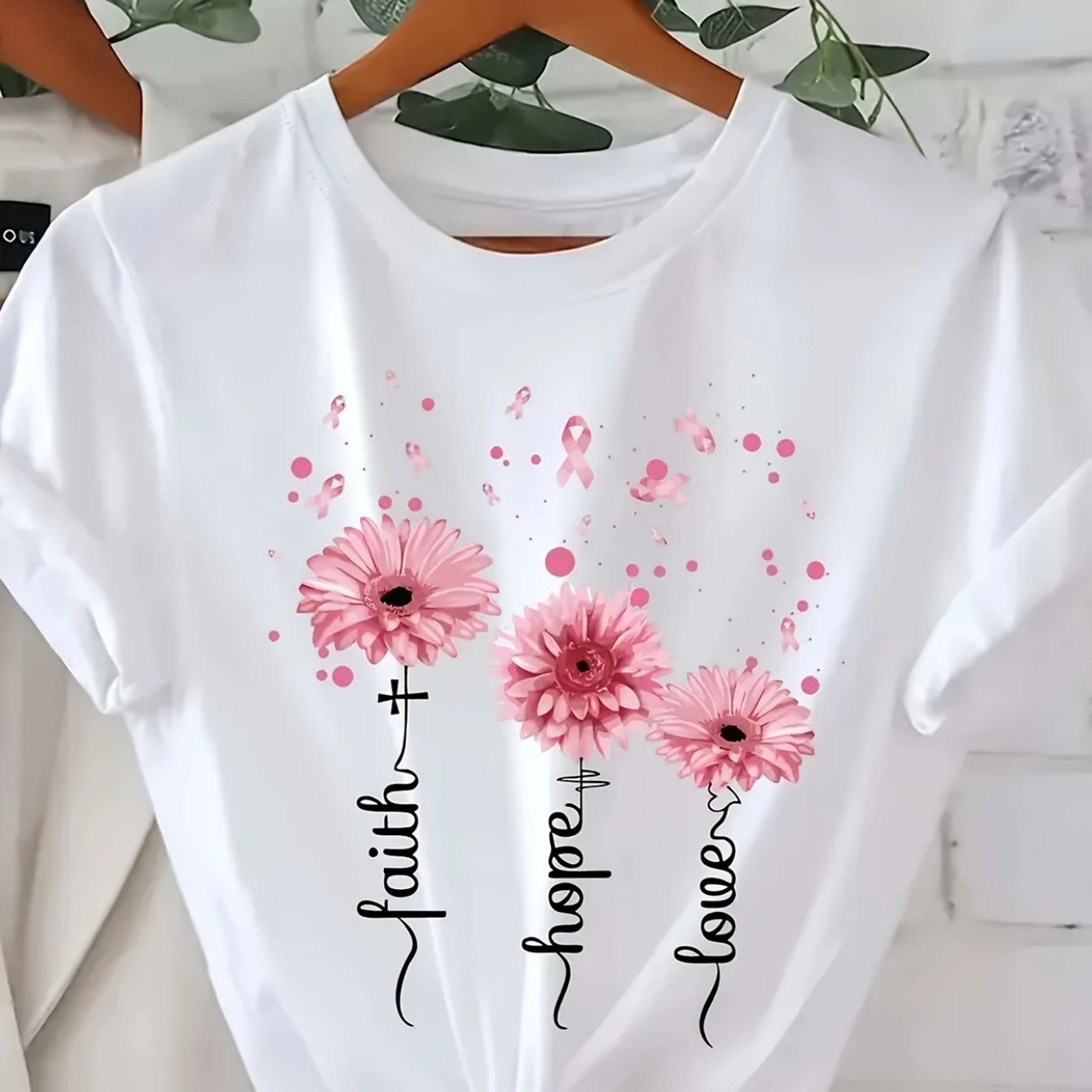 Letter Print Round Neck T-Shirt