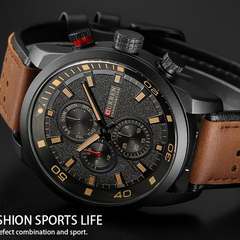 CURREN vintage pu leather watch