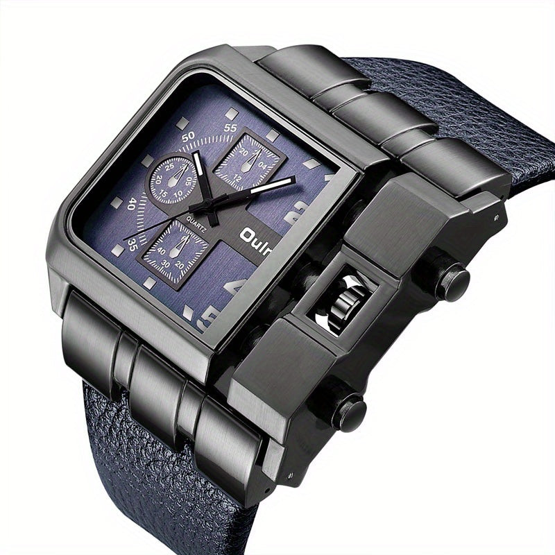 OULM Large Square Chronograph Analog Watch