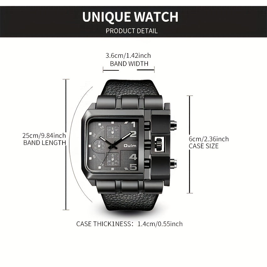 OULM Large Square Chronograph Analog Watch
