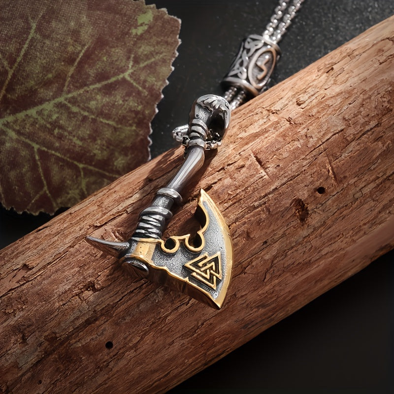 Nordic Runes Viking Axe Necklace