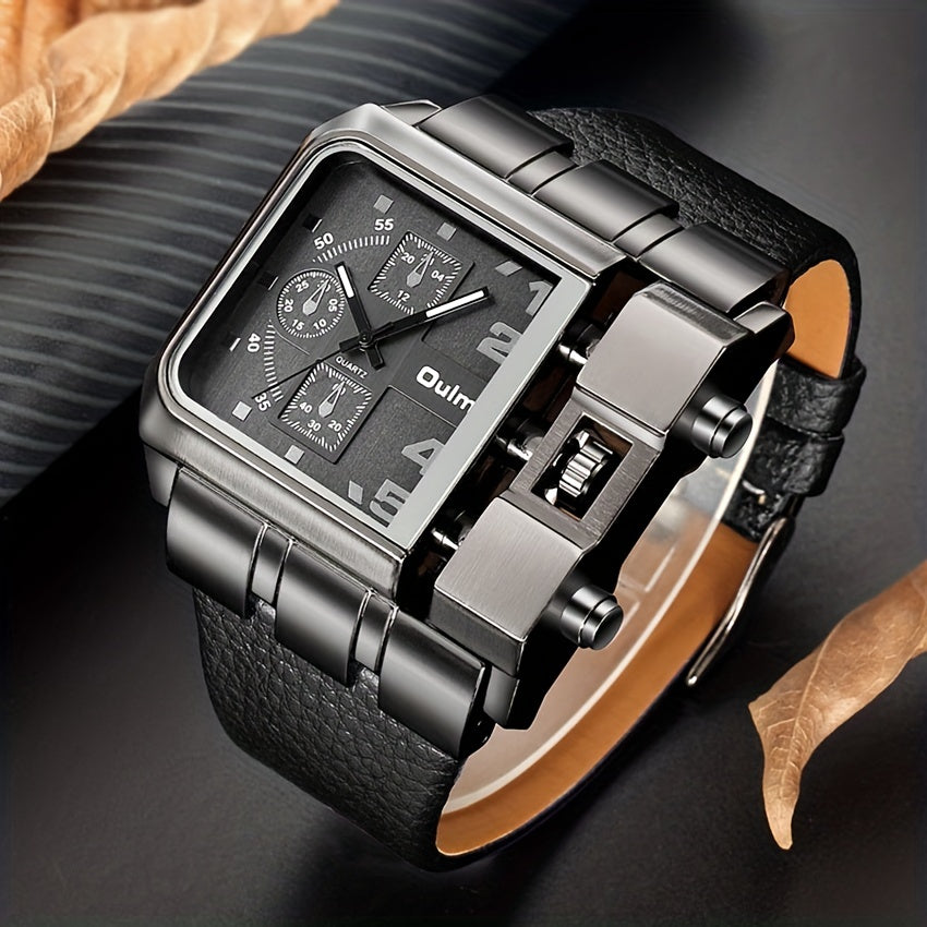 OULM Large Square Chronograph Analog Watch