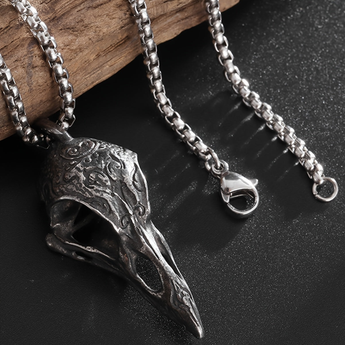 raven Skull Bone Necklace
