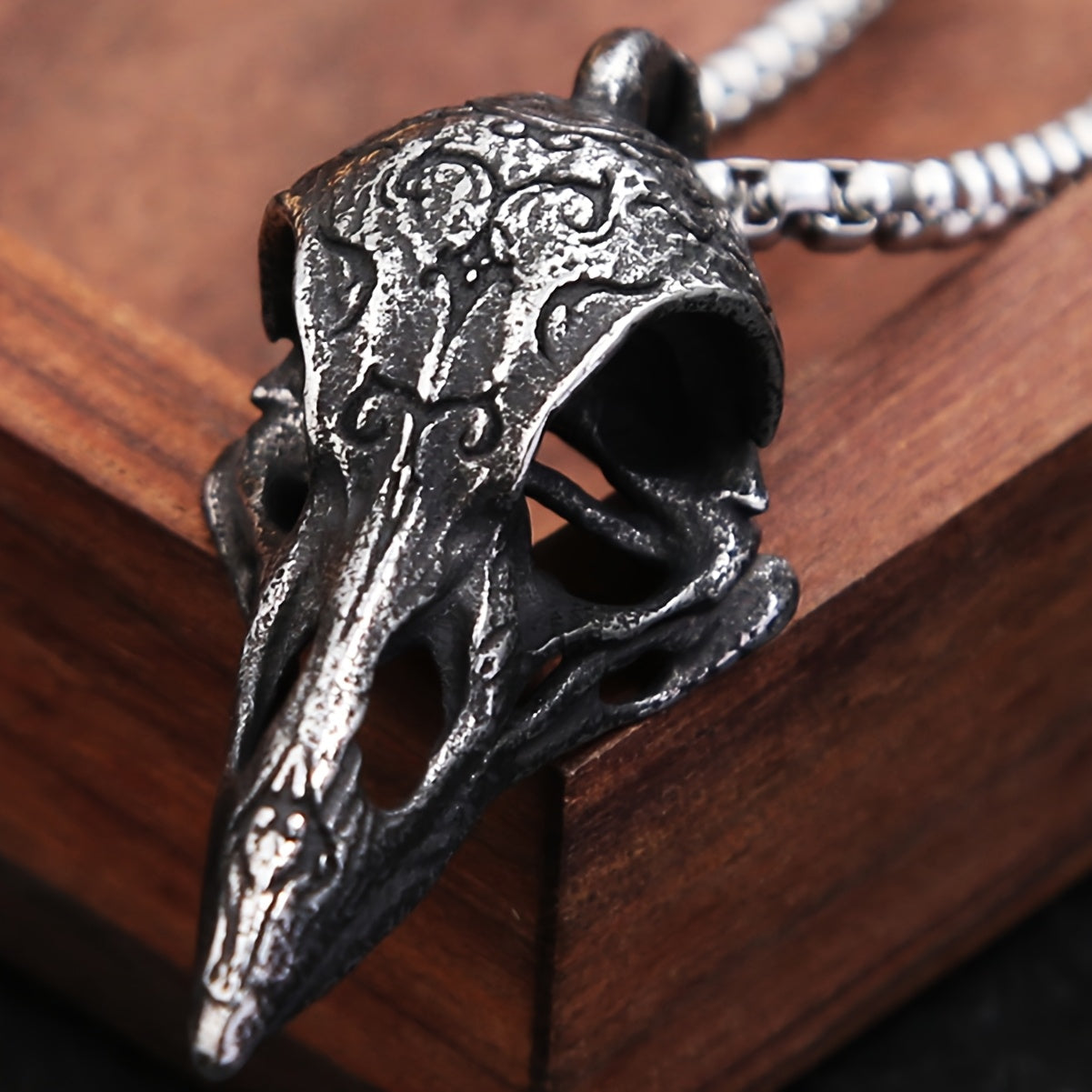 raven Skull Bone Necklace