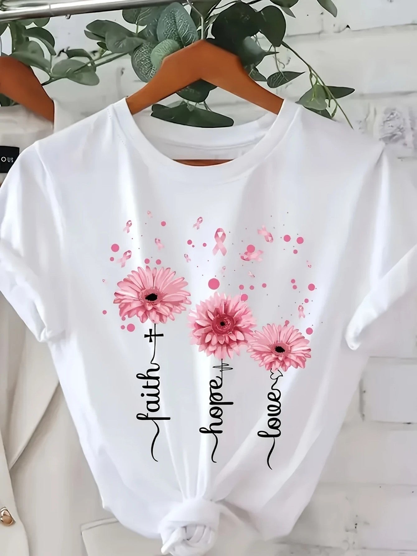 Letter Print Round Neck T-Shirt